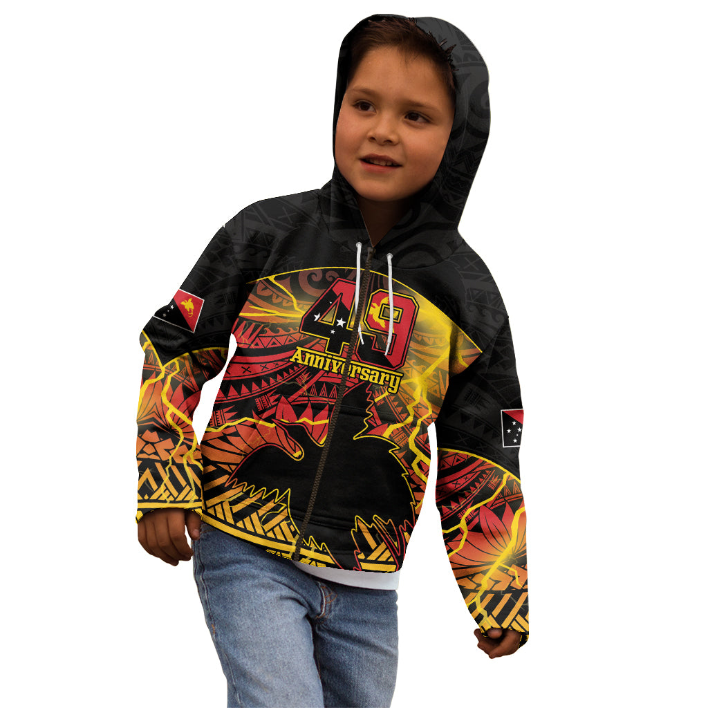 Personalised Papua New Guinea 49th Anniversary Kid Hoodie Bird of Paradise Unity In Diversity LT9 - Polynesian Pride