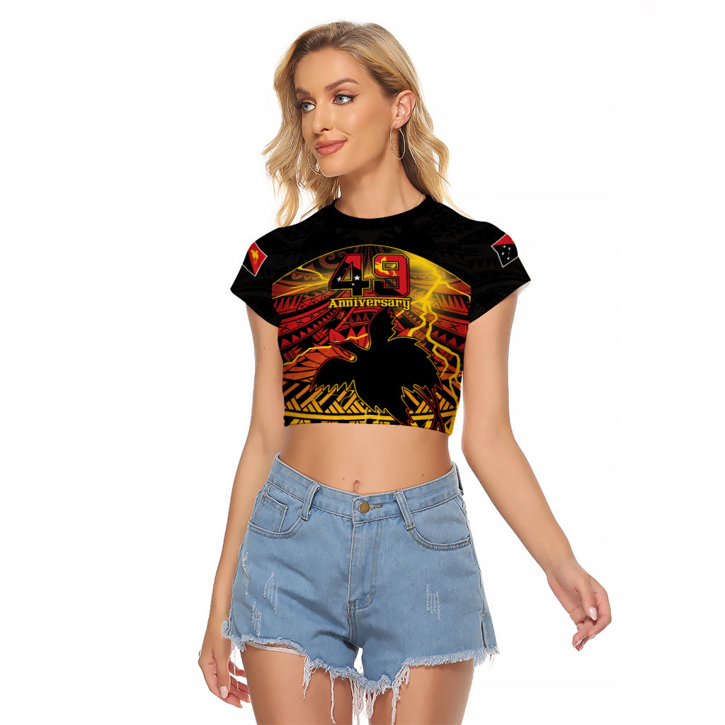 Personalised Papua New Guinea 49th Anniversary Raglan Cropped T Shirt Bird of Paradise Unity In Diversity