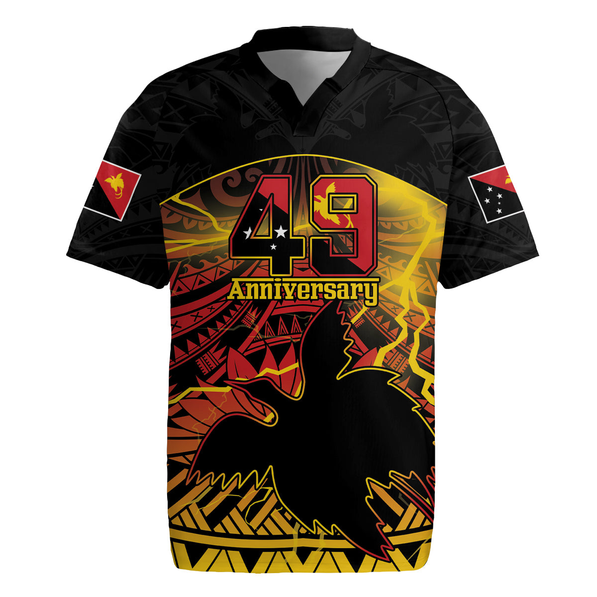 Personalised Papua New Guinea 49th Anniversary Rugby Jersey Bird of Paradise Unity In Diversity