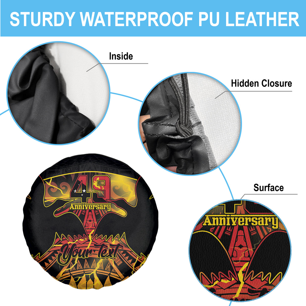 Personalised Papua New Guinea 49th Anniversary Spare Tire Cover Bird of Paradise Unity In Diversity LT9 - Polynesian Pride