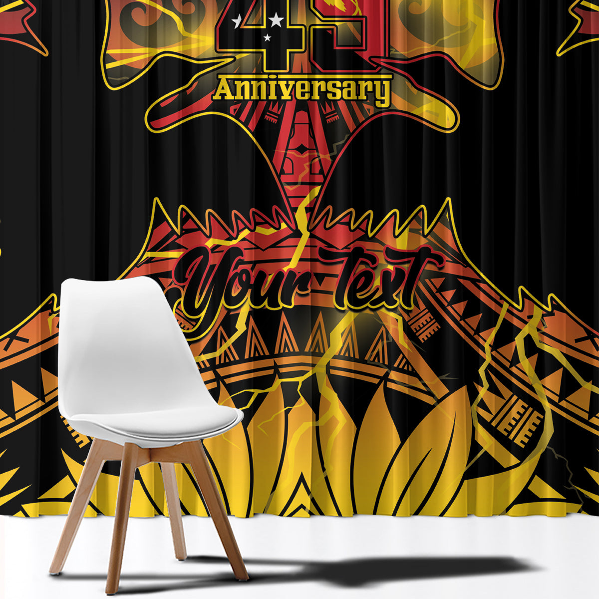 Personalised Papua New Guinea 49th Anniversary Window Curtain Bird of Paradise Unity In Diversity