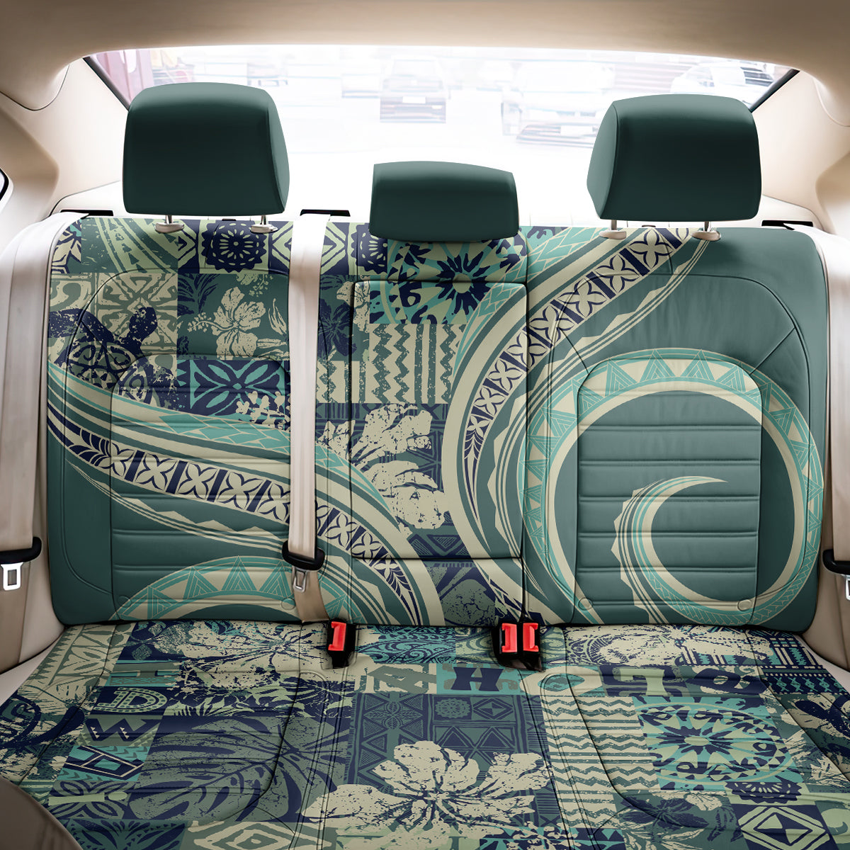 Hawaiian Hibiscus Tribal Vintage Motif Back Car Seat Cover Ver 1