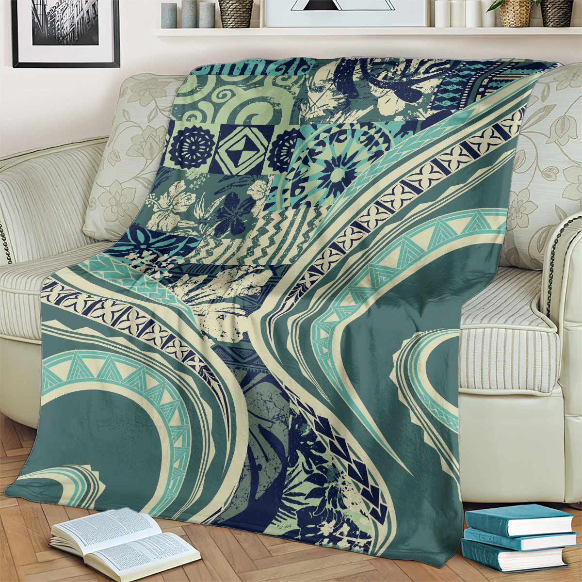 Hawaiian Hibiscus Tribal Vintage Motif Blanket Ver 1