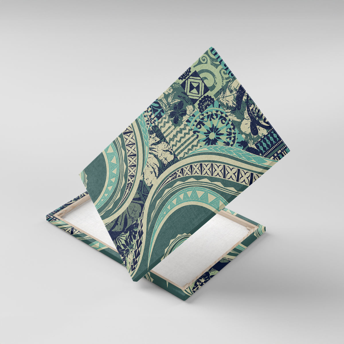 Hawaiian Hibiscus Tribal Vintage Motif Canvas Wall Art Ver 1