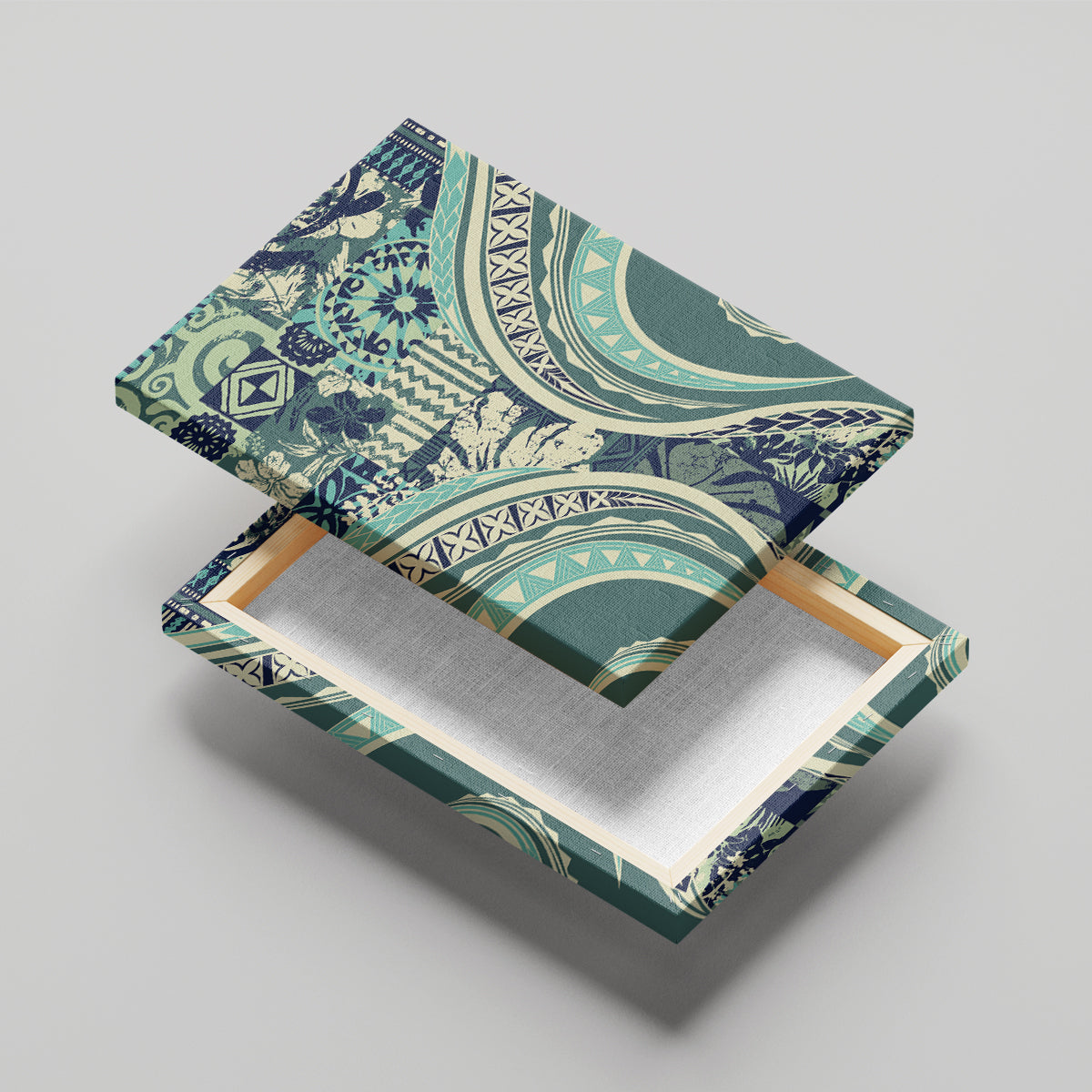 Hawaiian Hibiscus Tribal Vintage Motif Canvas Wall Art Ver 1