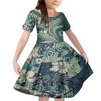 Hawaiian Hibiscus Tribal Vintage Motif Family Matching Mermaid Dress and Hawaiian Shirt Ver 1