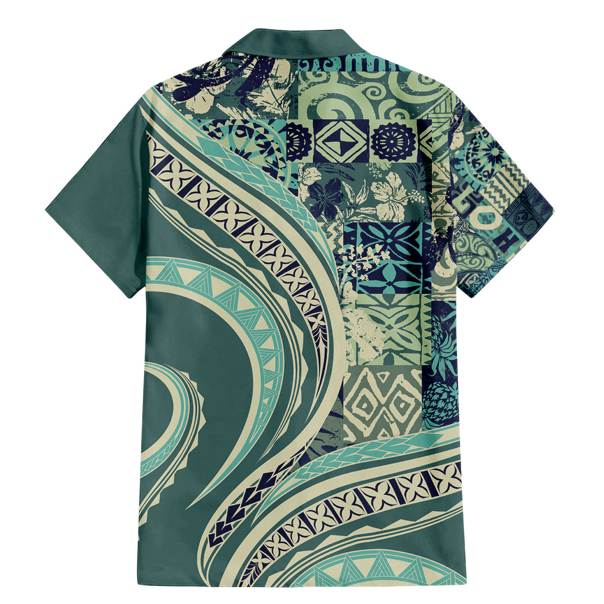 Hawaiian Hibiscus Tribal Vintage Motif Family Matching Mermaid Dress and Hawaiian Shirt Ver 1