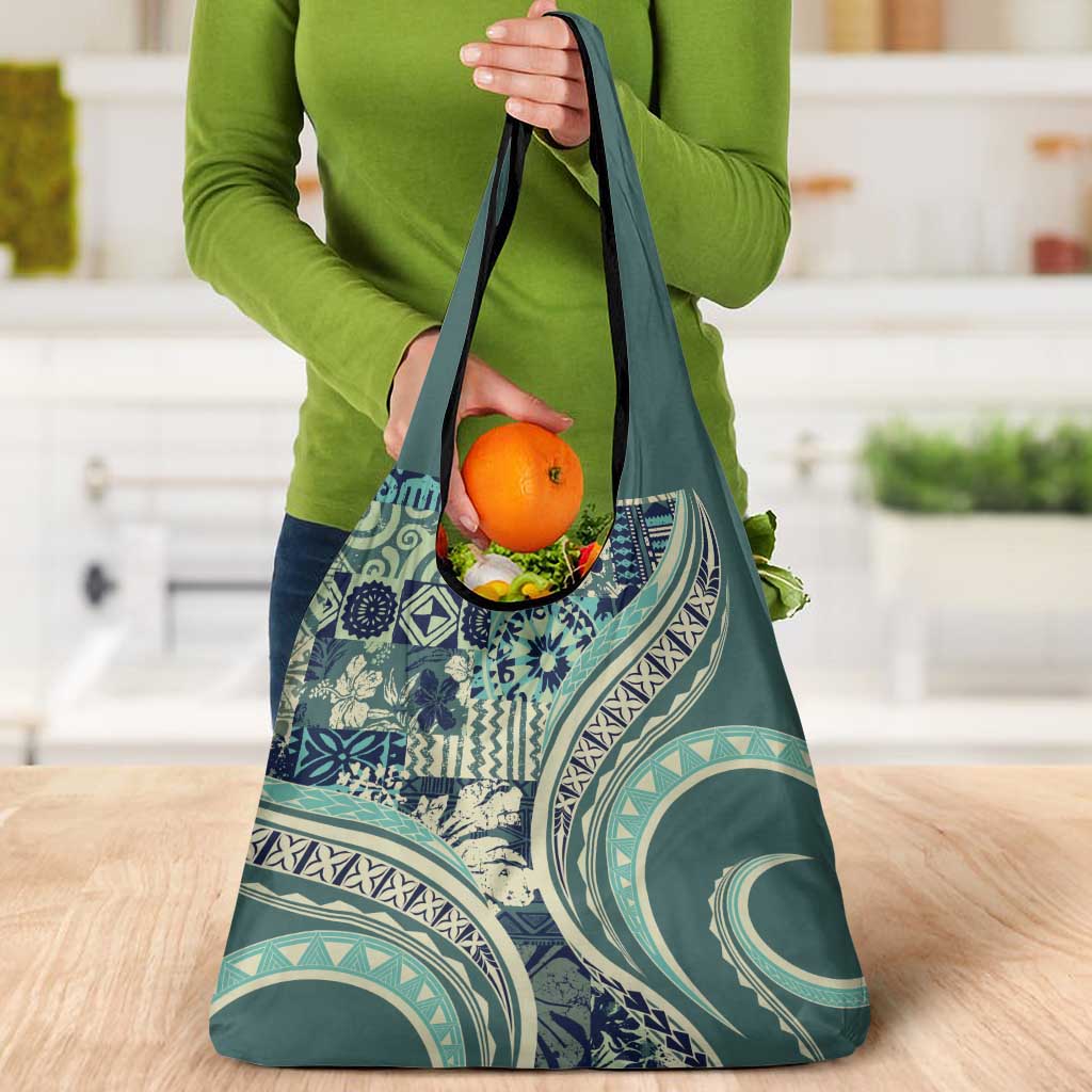 Hawaiian Hibiscus Tribal Vintage Motif Grocery Bag Ver 1