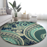 Hawaiian Hibiscus Tribal Vintage Motif Round Carpet Ver 1