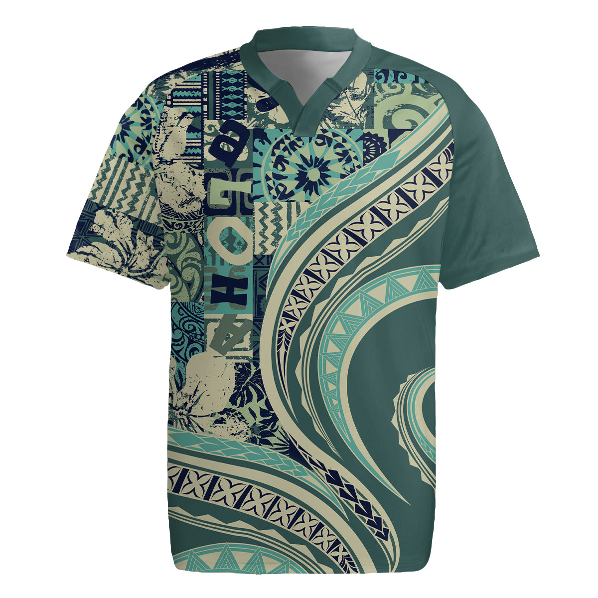 Hawaiian Hibiscus Tribal Vintage Motif Rugby Jersey Ver 1