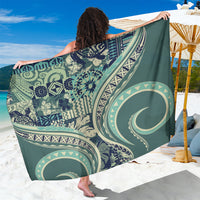 Hawaiian Hibiscus Tribal Vintage Motif Sarong Ver 1 LT9 One Size 44 x 66 inches Sea Green - Polynesian Pride