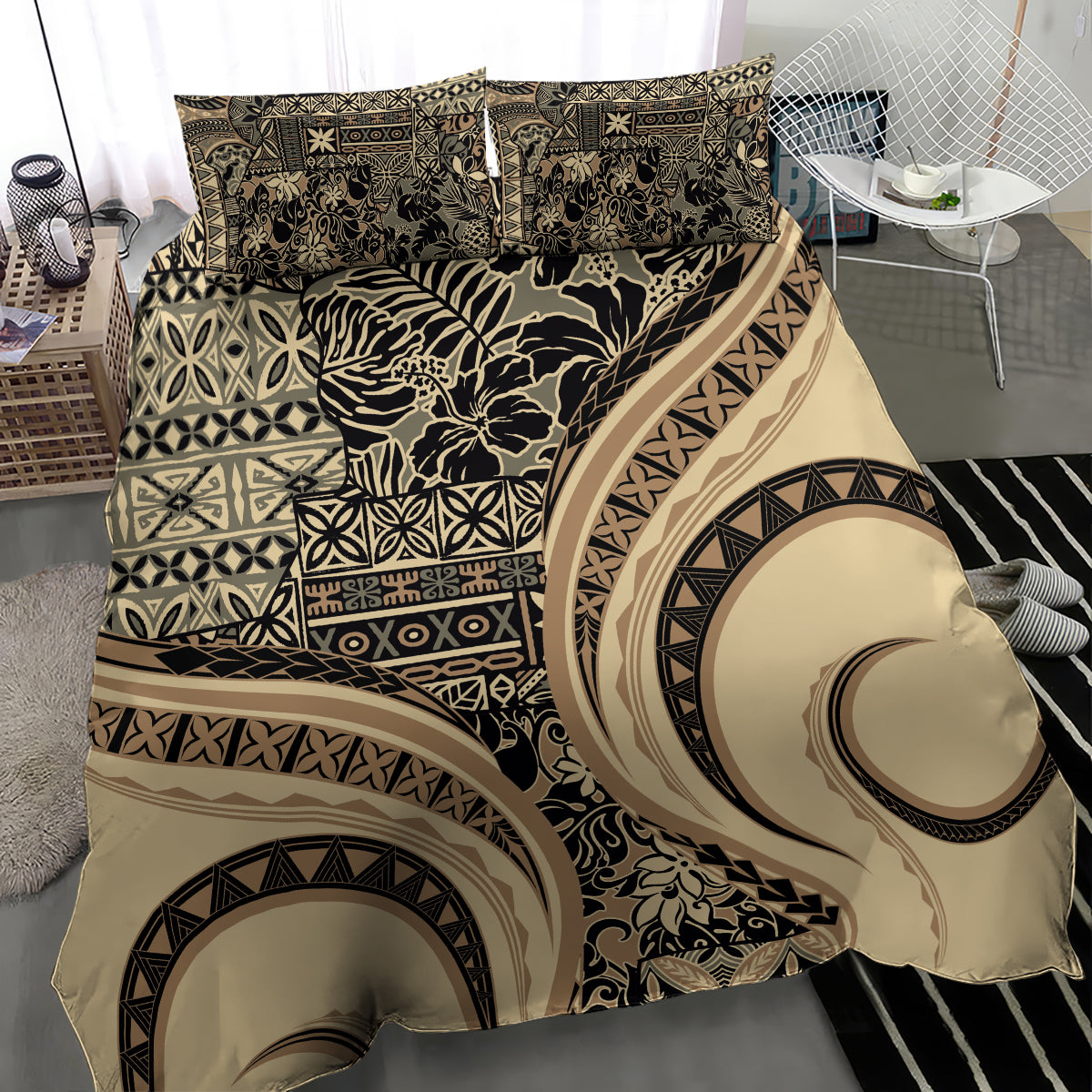 Hawaiian Hibiscus Tribal Vintage Motif Bedding Set Ver 2