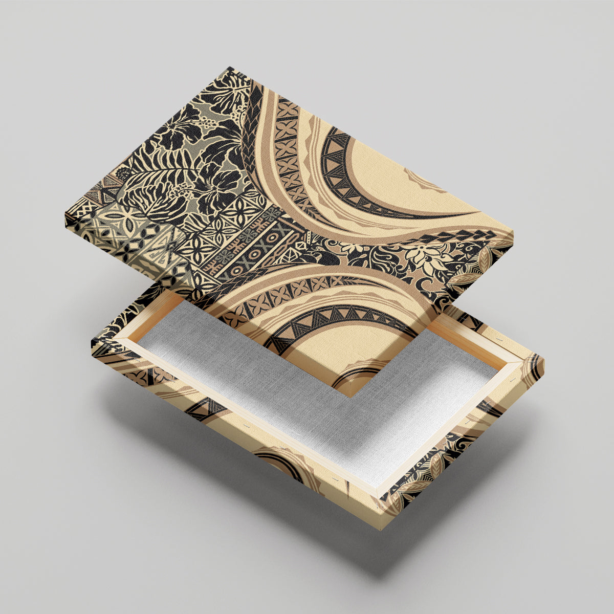 Hawaiian Hibiscus Tribal Vintage Motif Canvas Wall Art Ver 2