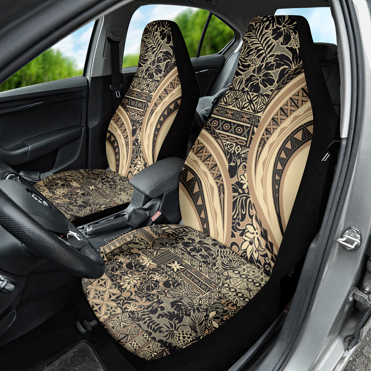 Hawaiian Hibiscus Tribal Vintage Motif Car Seat Cover Ver 2