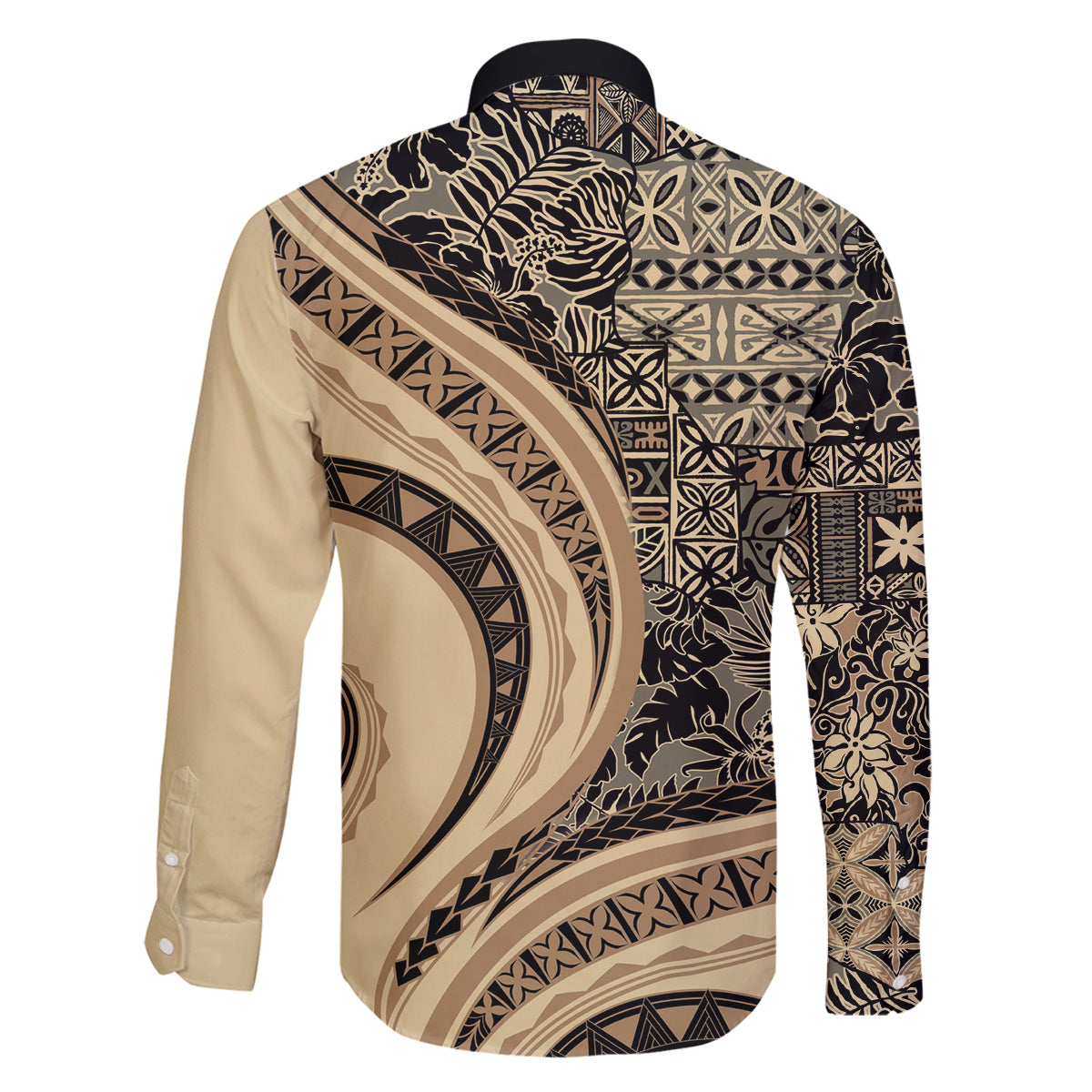 Hawaiian Hibiscus Tribal Vintage Motif Family Matching Mermaid Dress and Hawaiian Shirt Ver 2