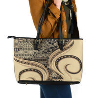 Hawaiian Hibiscus Tribal Vintage Motif Leather Tote Bag Ver 2