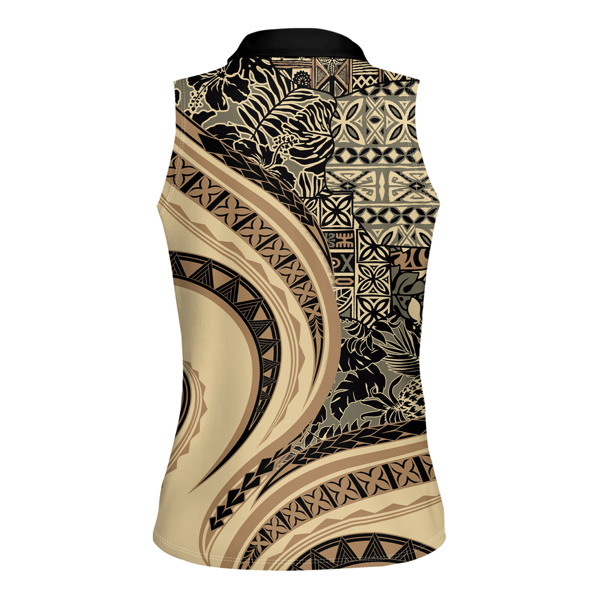 Hawaiian Hibiscus Tribal Vintage Motif Women Sleeveless Polo Shirt Ver 2