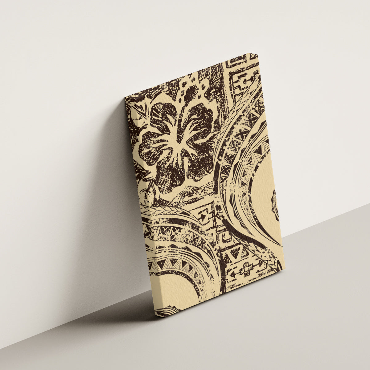 Hawaiian Hibiscus Tribal Vintage Motif Canvas Wall Art Ver 3