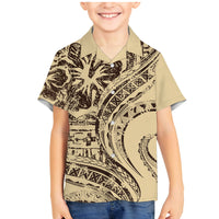 Hawaiian Hibiscus Tribal Vintage Motif Family Matching Mermaid Dress and Hawaiian Shirt Ver 3