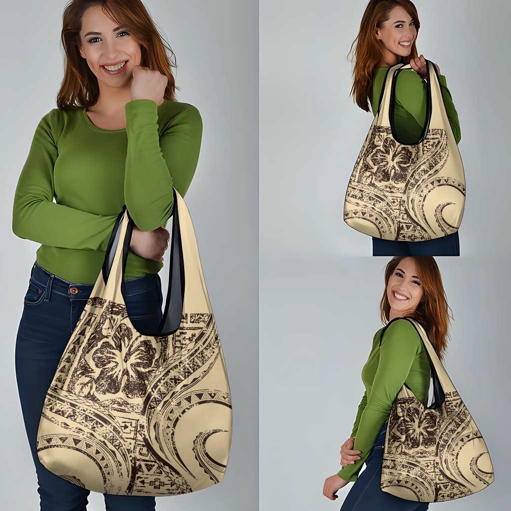 Hawaiian Hibiscus Tribal Vintage Motif Grocery Bag Ver 3
