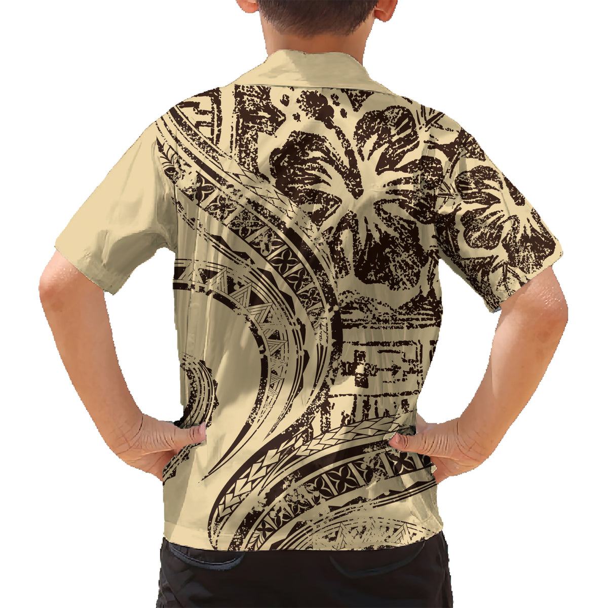 Hawaiian Hibiscus Tribal Vintage Motif Kid Hawaiian Shirt Ver 3 LT9 - Polynesian Pride