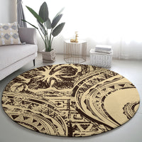 Hawaiian Hibiscus Tribal Vintage Motif Round Carpet Ver 3 LT9 - Polynesian Pride