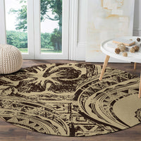 Hawaiian Hibiscus Tribal Vintage Motif Round Carpet Ver 3 LT9 - Polynesian Pride