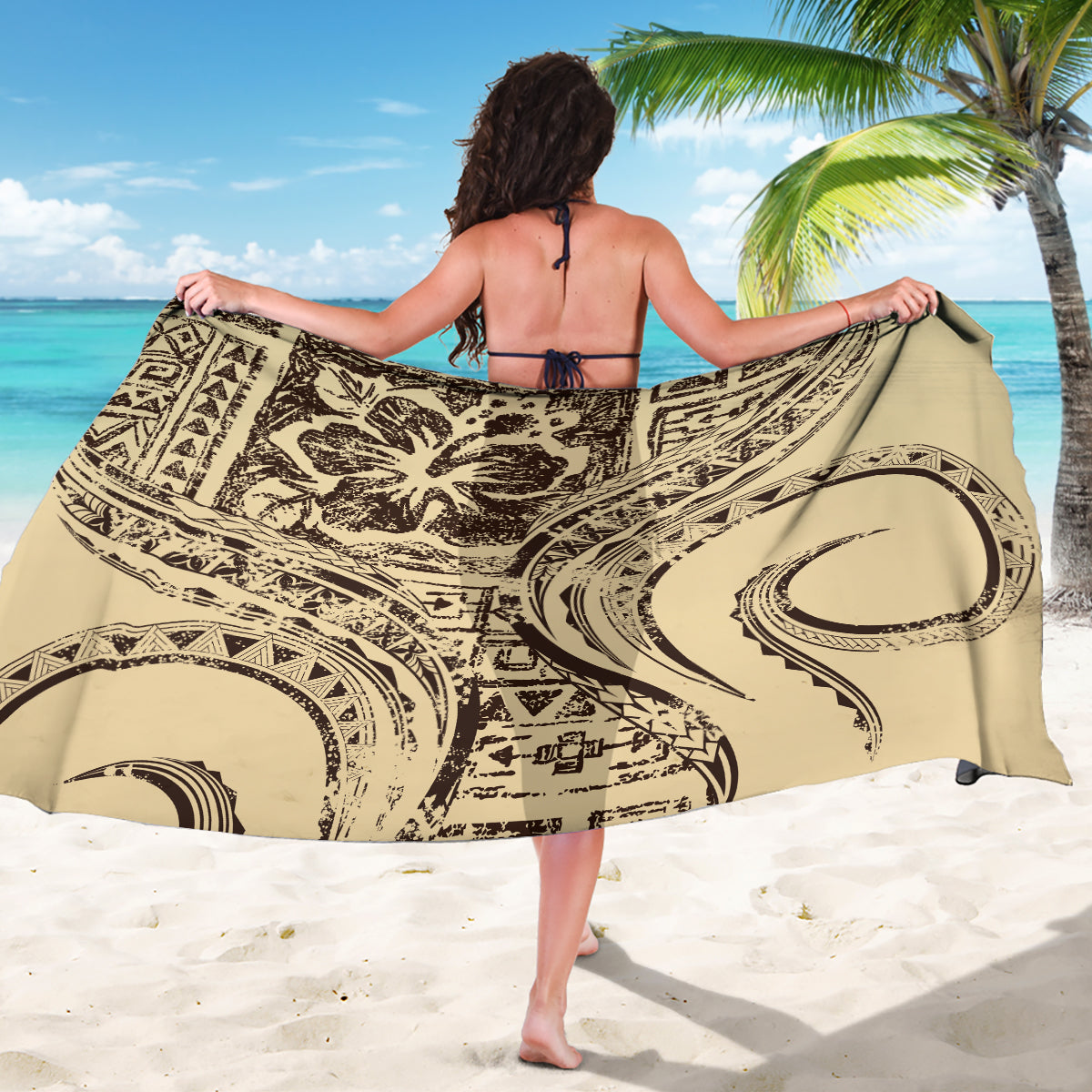 Hawaiian Hibiscus Tribal Vintage Motif Sarong Ver 3 LT9 - Polynesian Pride