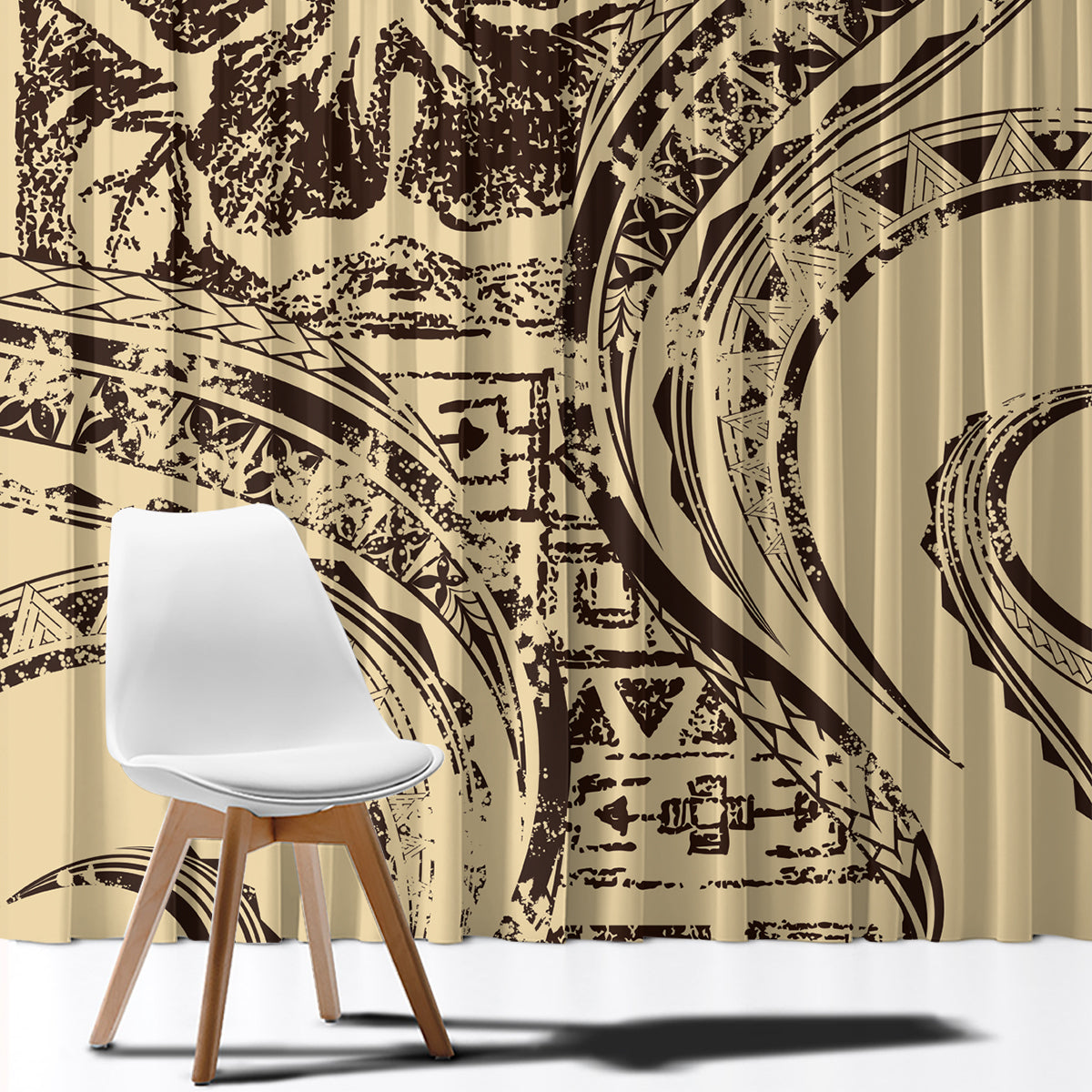 Hawaiian Hibiscus Tribal Vintage Motif Window Curtain Ver 3