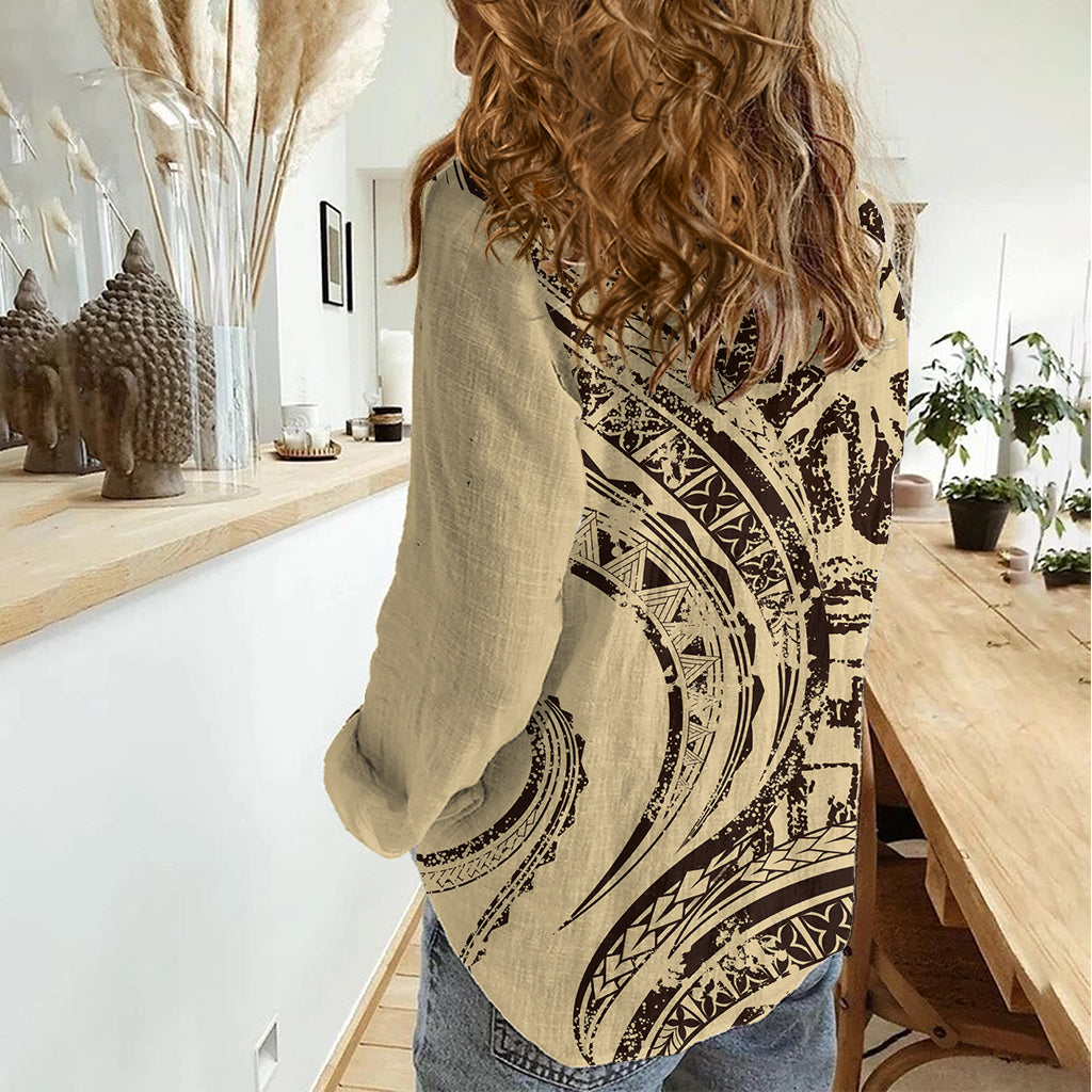 Hawaiian Hibiscus Tribal Vintage Motif Women Casual Shirt Ver 3