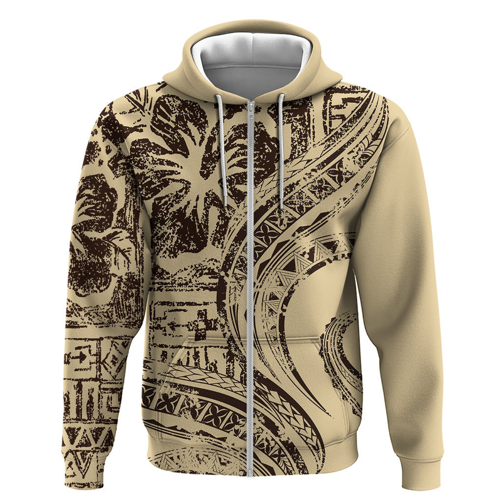 Hawaiian Hibiscus Tribal Vintage Motif Zip Hoodie Ver 3