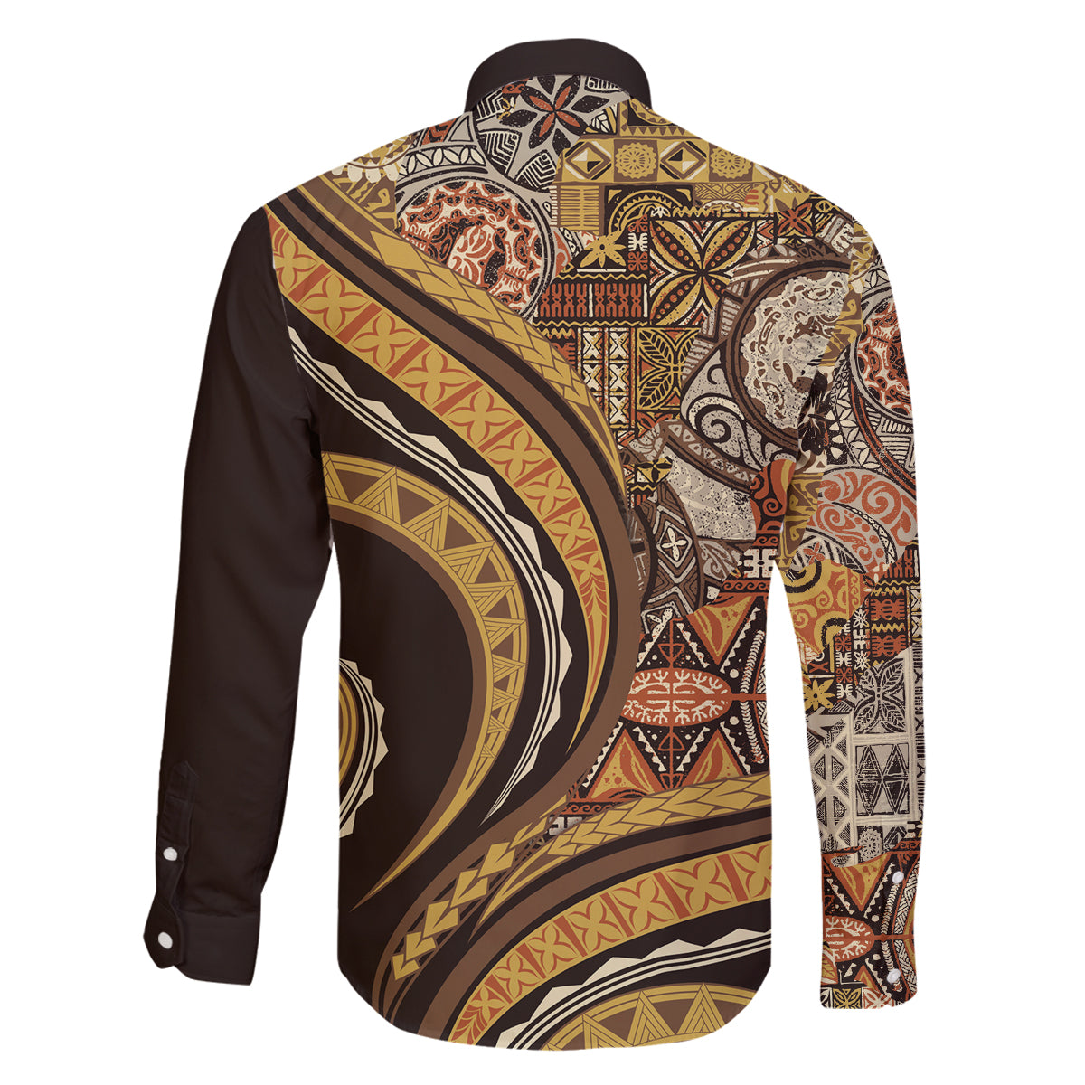 Hawaiian Hibiscus Tribal Vintage Motif Family Matching Long Sleeve Bodycon Dress and Hawaiian Shirt Ver 4