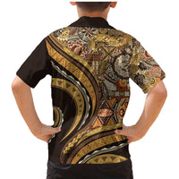 Hawaiian Hibiscus Tribal Vintage Motif Family Matching Mermaid Dress and Hawaiian Shirt Ver 4