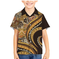 Hawaiian Hibiscus Tribal Vintage Motif Family Matching Mermaid Dress and Hawaiian Shirt Ver 4