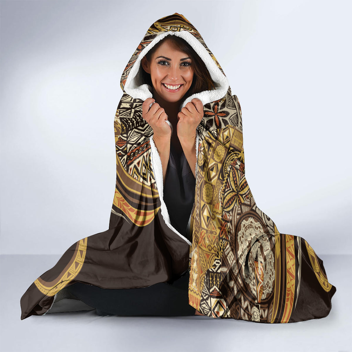 Hawaiian Hibiscus Tribal Vintage Motif Hooded Blanket Ver 4 LT9 - Polynesian Pride