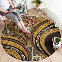 Hawaiian Hibiscus Tribal Vintage Motif Round Carpet Ver 4 LT9 - Polynesian Pride