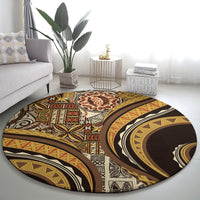 Hawaiian Hibiscus Tribal Vintage Motif Round Carpet Ver 4 LT9 - Polynesian Pride