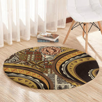 Hawaiian Hibiscus Tribal Vintage Motif Round Carpet Ver 4 LT9 - Polynesian Pride