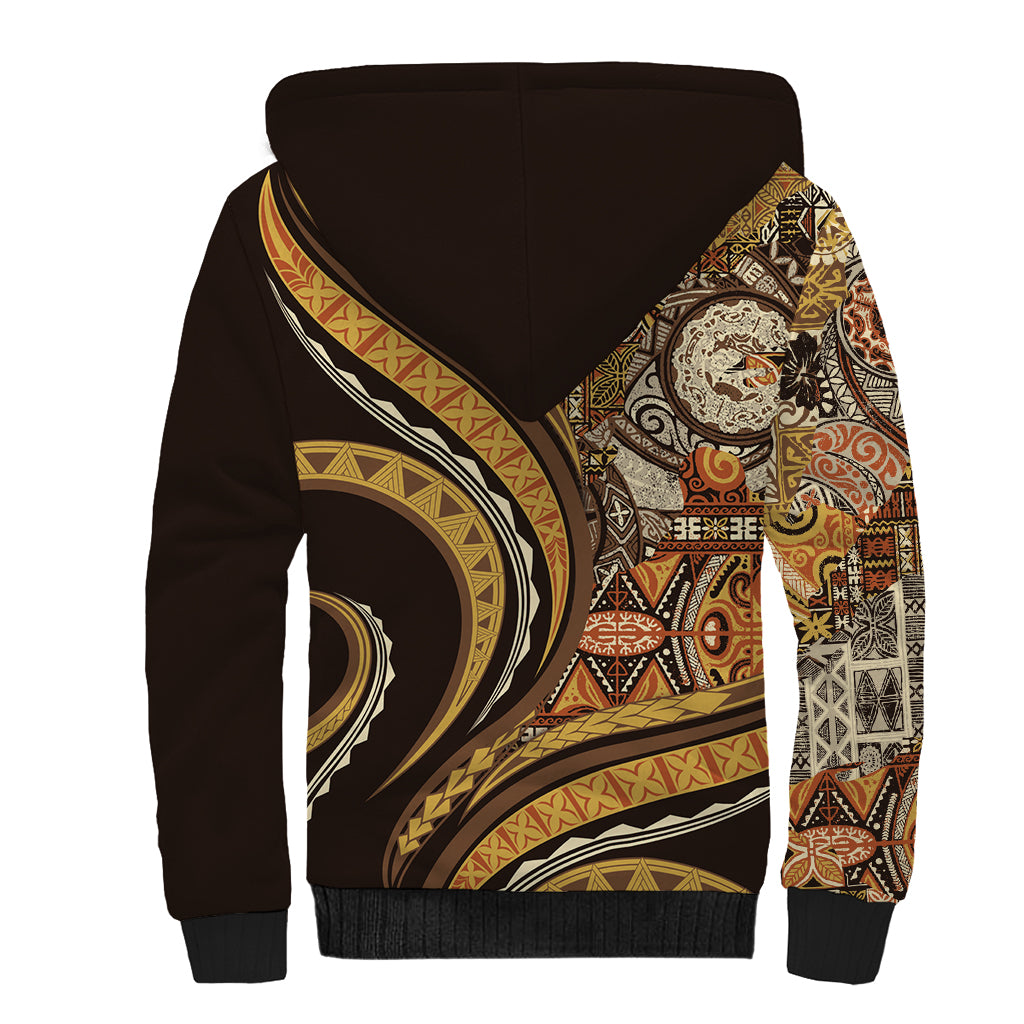 Hawaiian Hibiscus Tribal Vintage Motif Sherpa Hoodie Ver 4