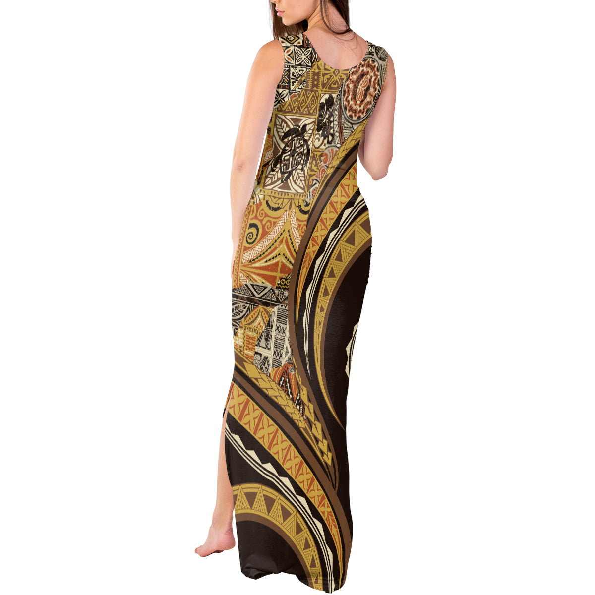 Hawaiian Hibiscus Tribal Vintage Motif Tank Maxi Dress Ver 4