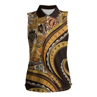 Hawaiian Hibiscus Tribal Vintage Motif Women Sleeveless Polo Shirt Ver 4