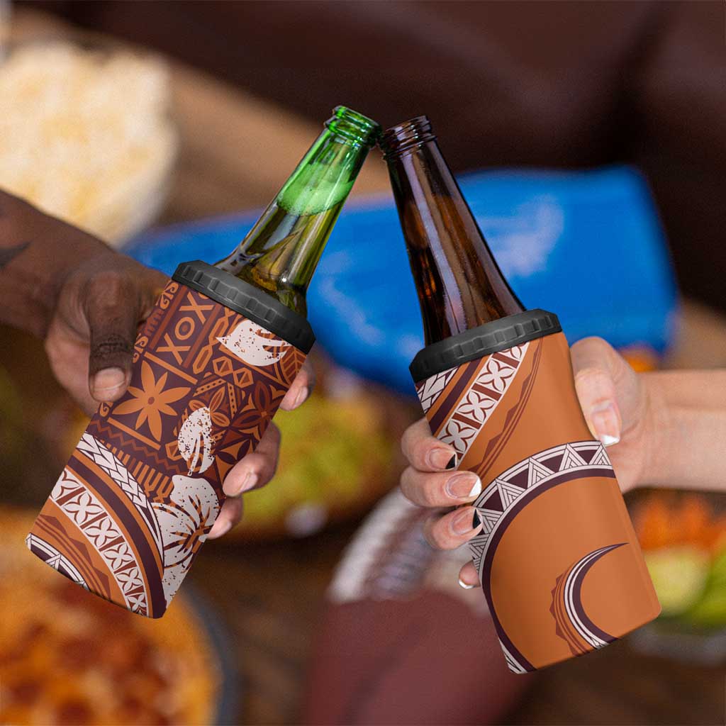 Hawaiian Hibiscus Tribal Vintage Motif 4 in 1 Can Cooler Tumbler Ver 5