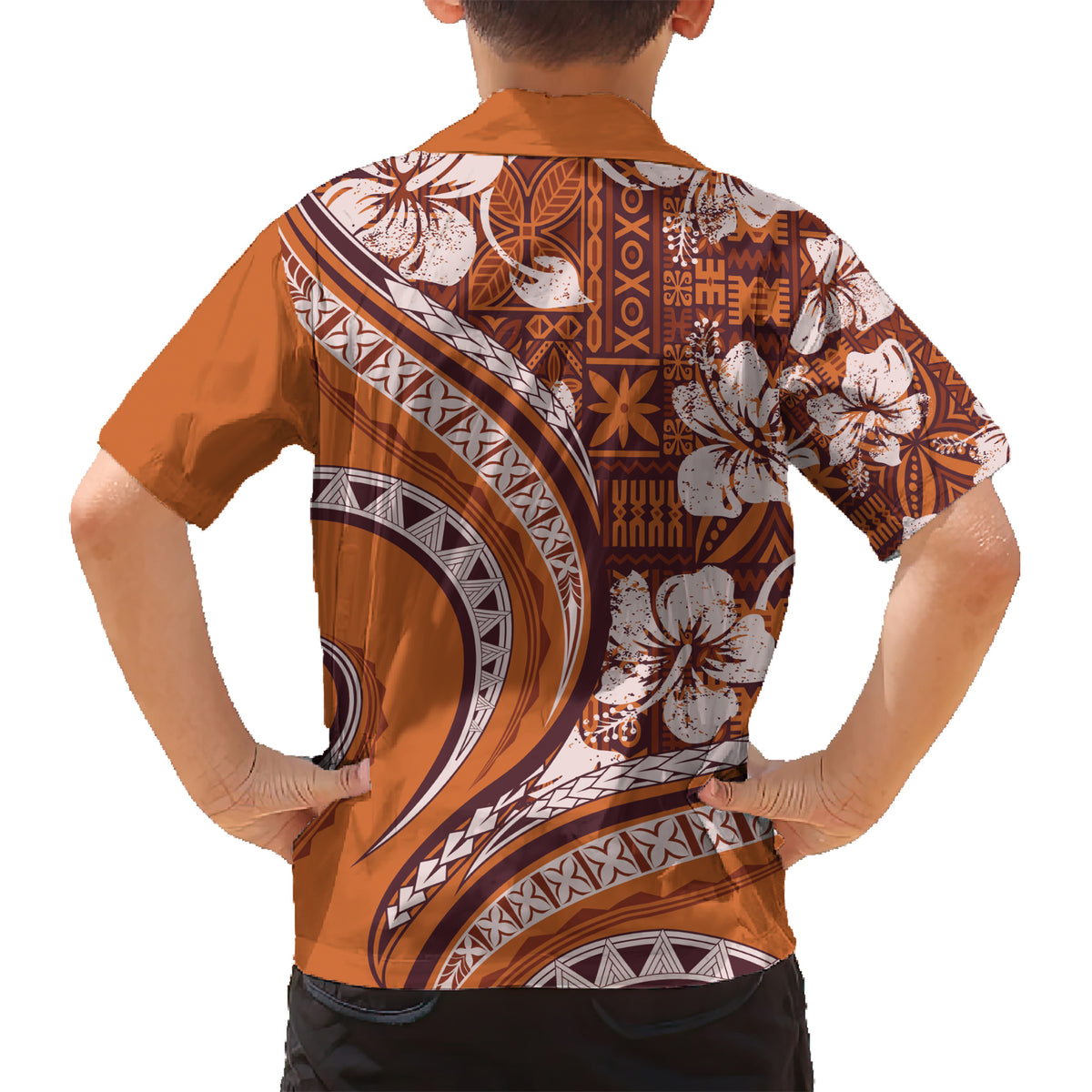 Hawaiian Hibiscus Tribal Vintage Motif Kid Hawaiian Shirt Ver 5