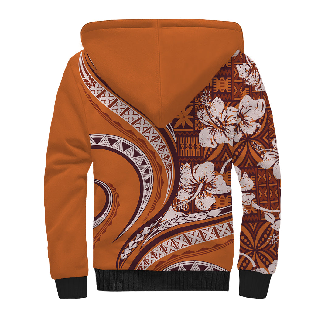 Hawaiian Hibiscus Tribal Vintage Motif Sherpa Hoodie Ver 5
