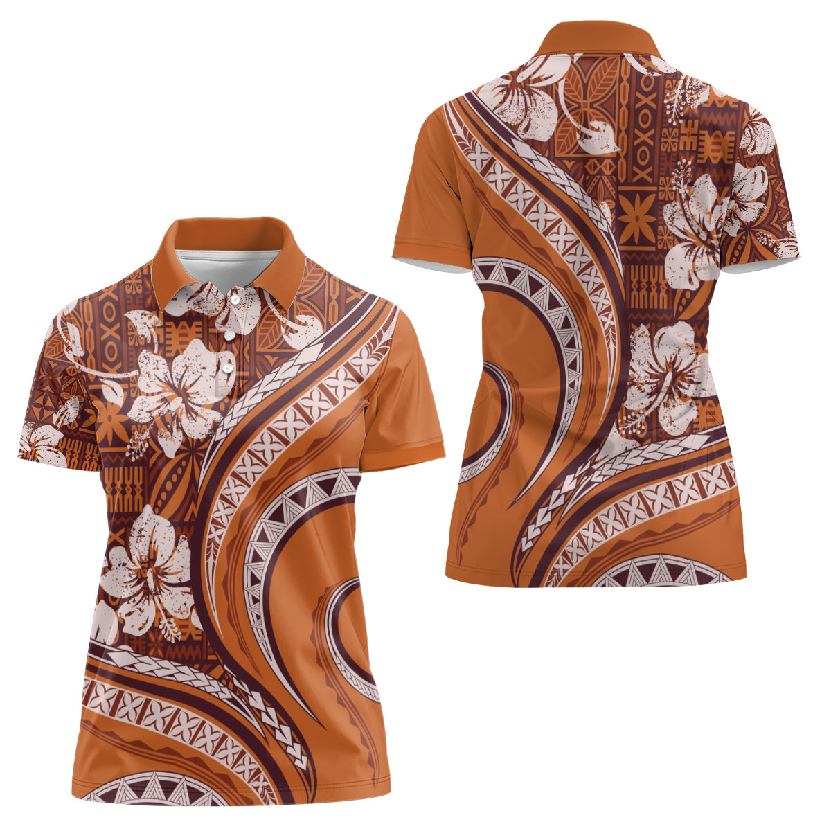 Hawaiian Hibiscus Tribal Vintage Motif Women Polo Shirt Ver 5
