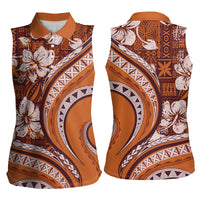 Hawaiian Hibiscus Tribal Vintage Motif Women Sleeveless Polo Shirt Ver 5