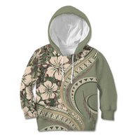 Hawaiian Hibiscus Tribal Vintage Motif Kid Hoodie Ver 6 LT9 Hoodie Green Pastel - Polynesian Pride