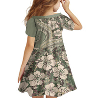Hawaiian Hibiscus Tribal Vintage Motif Kid Short Sleeve Dress Ver 6