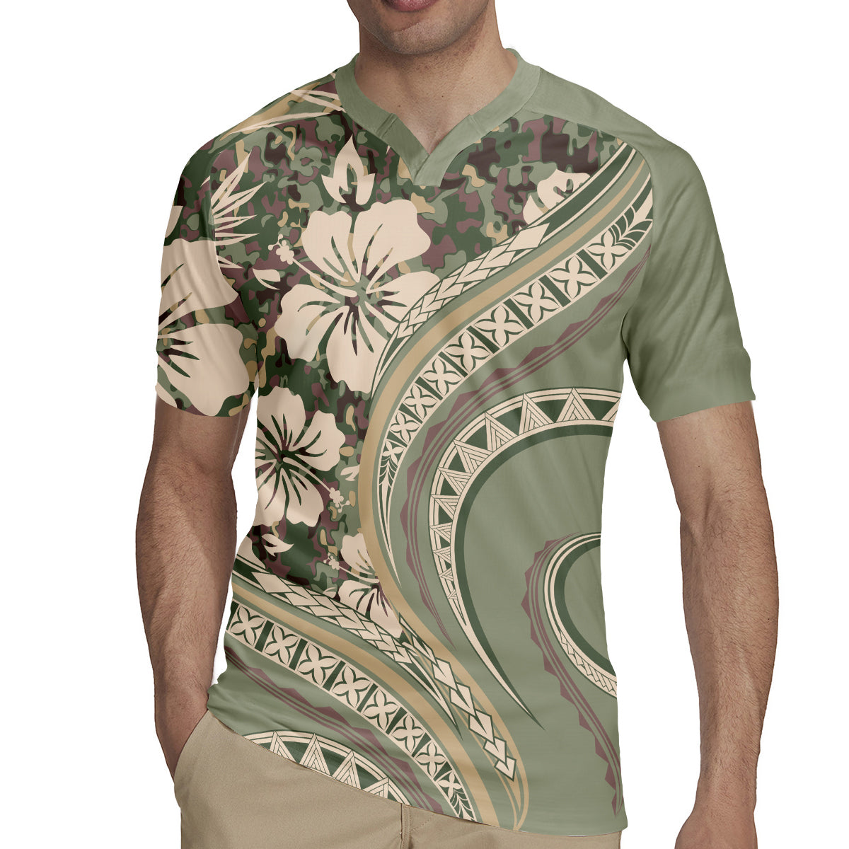 Hawaiian Hibiscus Tribal Vintage Motif Rugby Jersey Ver 6