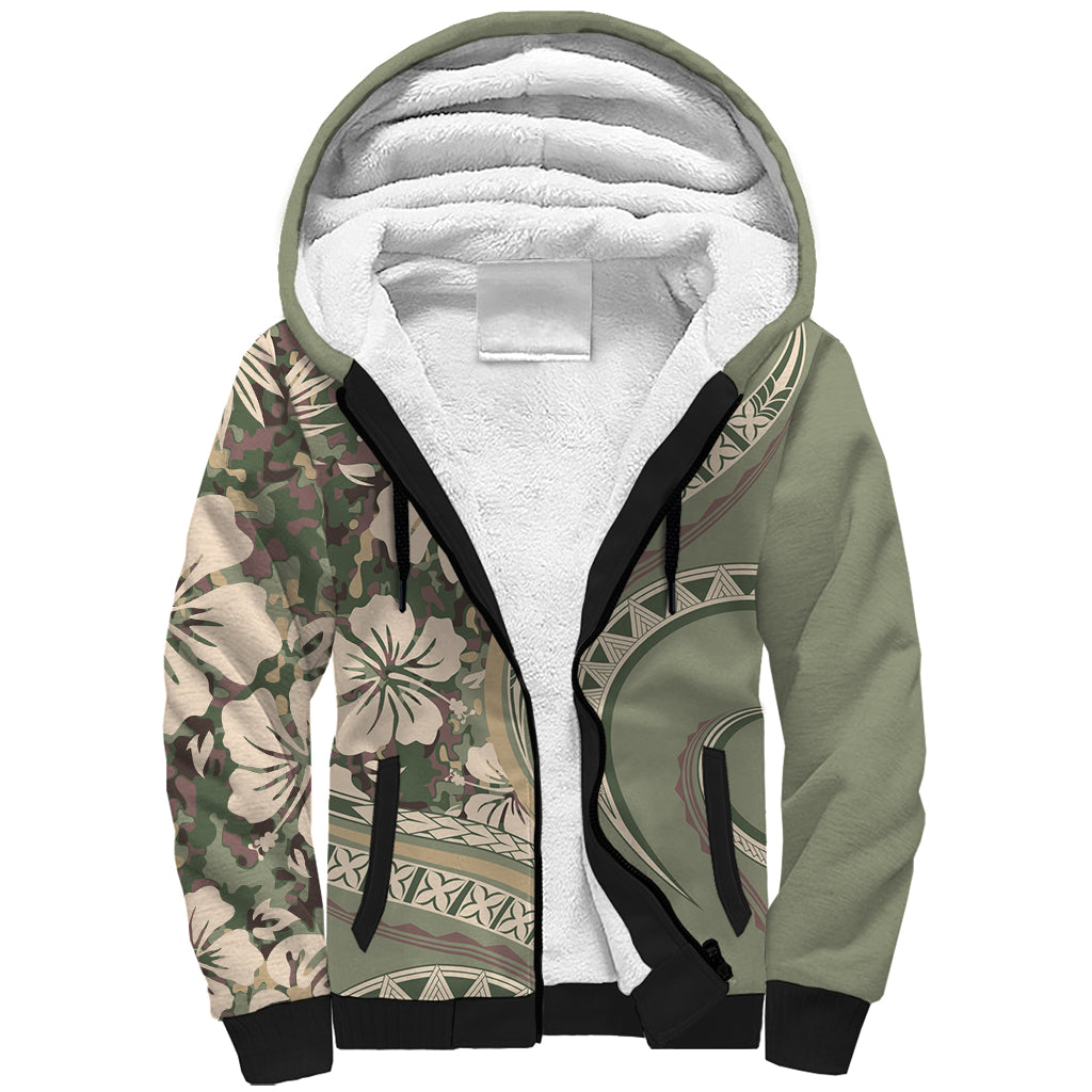 Hawaiian Hibiscus Tribal Vintage Motif Sherpa Hoodie Ver 6